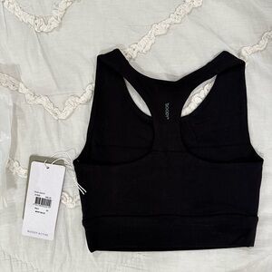 NWT BOODY Black Motivate Longline Bamboo Organic Cotton Sports Bra XS lounge top